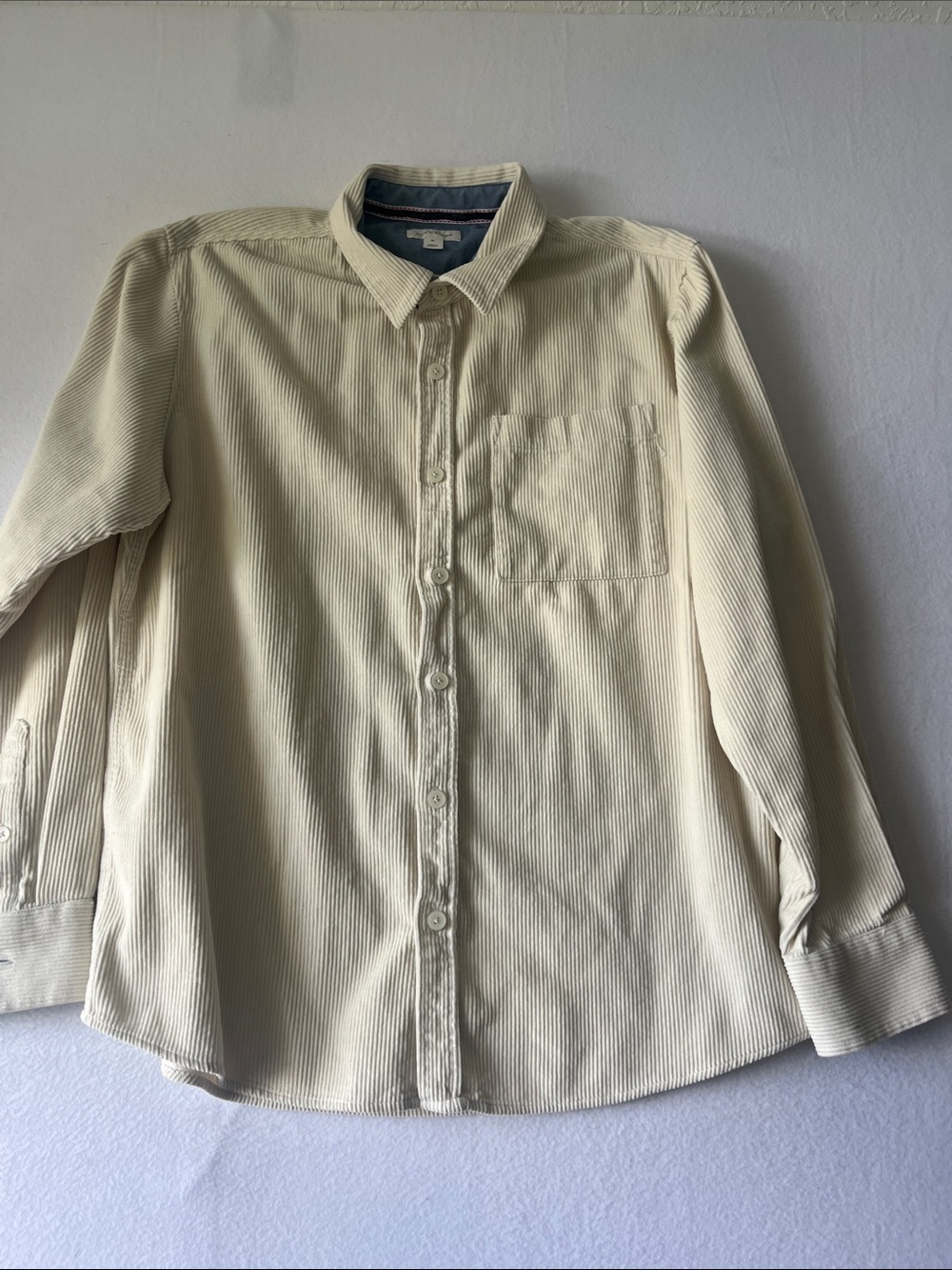 Sun + Stone Cream Corduroy Button-Down Shirt